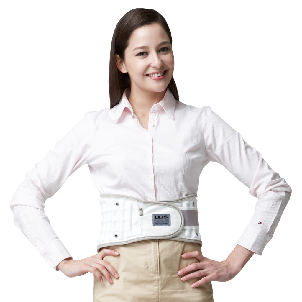 woman wearing lumbar brace